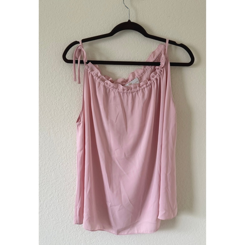 Amanda Uprichard Women's Pink Scoop Neck Tie‎ Detail Pleated Sleeveless Blouse